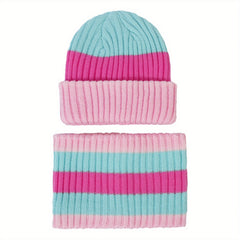 2pcs Woolen Knit Beanie Hat Scarf Set