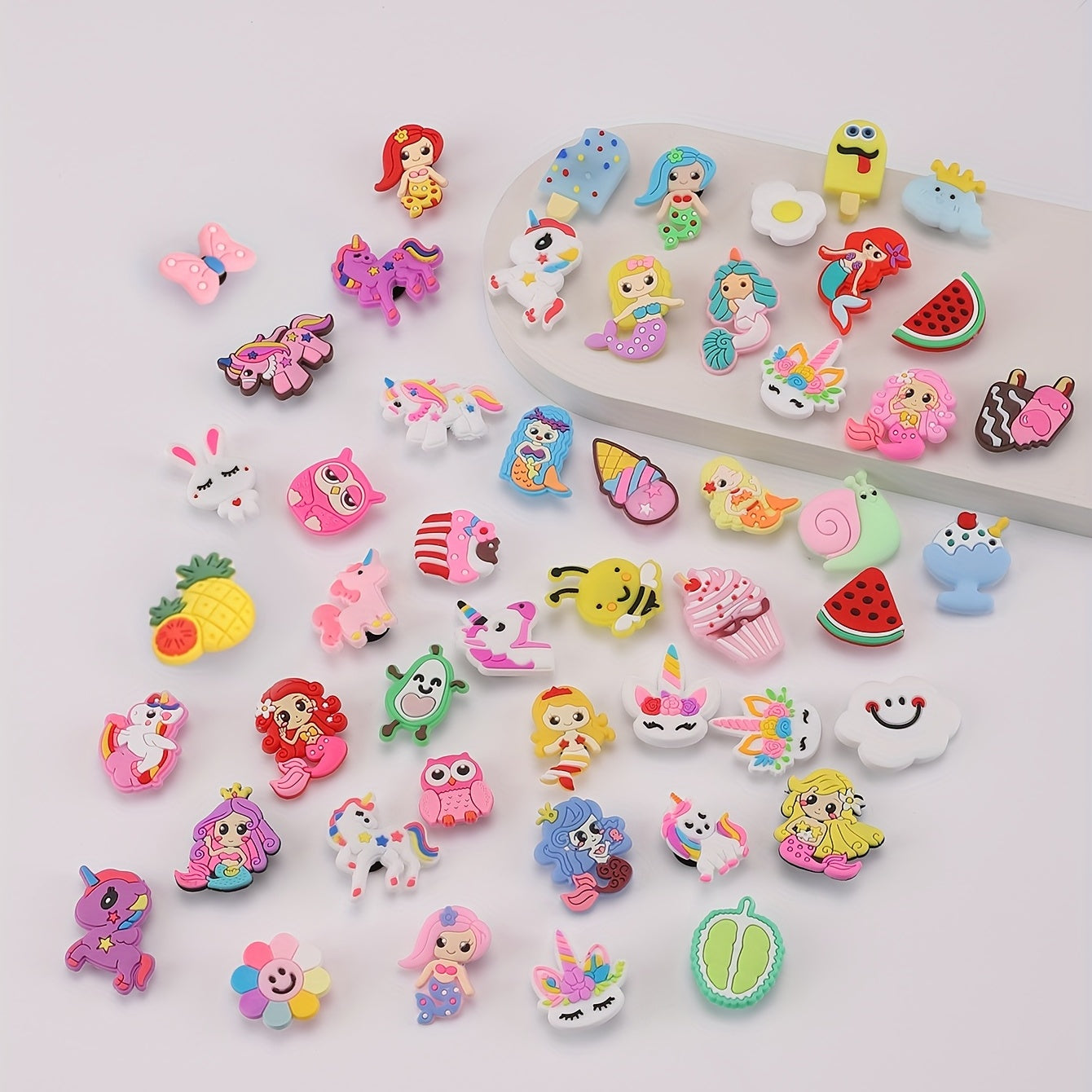 50pcs Cartoon Shoe Charms for Clogs Sandals Resin Shoe Buckle Accessories