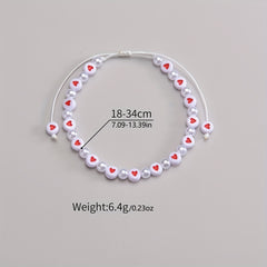Seaside Acrylic Love Beaded Pearl Anklet