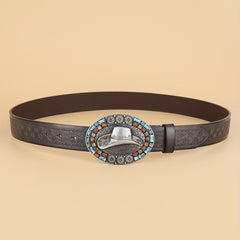 Men's Casual Western Cowboy Hat Pattern Belt Retro Accessory