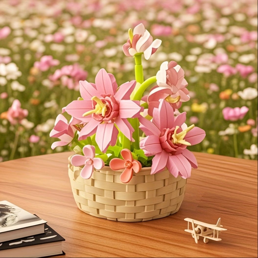 Building Blocks Flower Basket Eternal Bouquet Assembly Toys