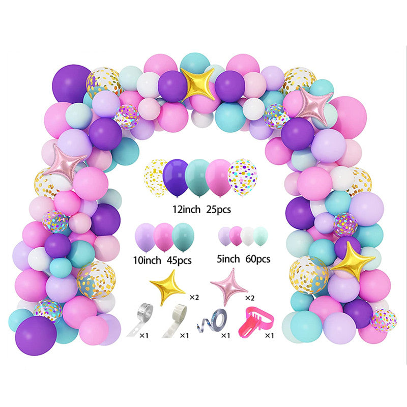 Unicorn Balloon Arched Wreath Set Confetti Light Purple Water Pink Balloon Set