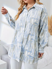 Graffiti Print Long Sleeve Blouse