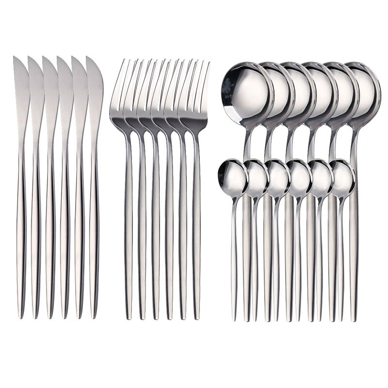 24pcs Stainless Steel Mirror Polished Silverware Set