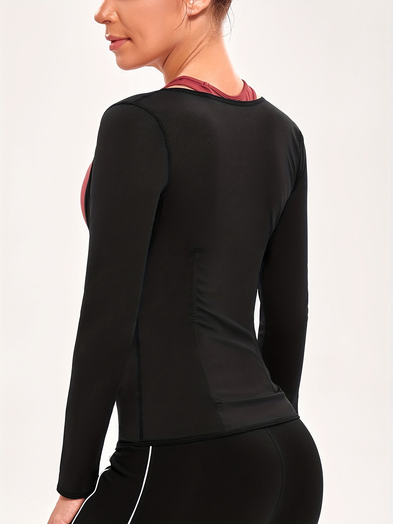 Long Sleeve Zipper Shaping Tops Waist Trainer Tummy Control Slimmer