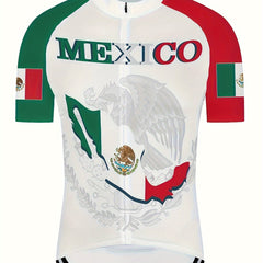 Men's Mexico Flag Cycling Jersey Short Sleeve Quick Drying Breathable
