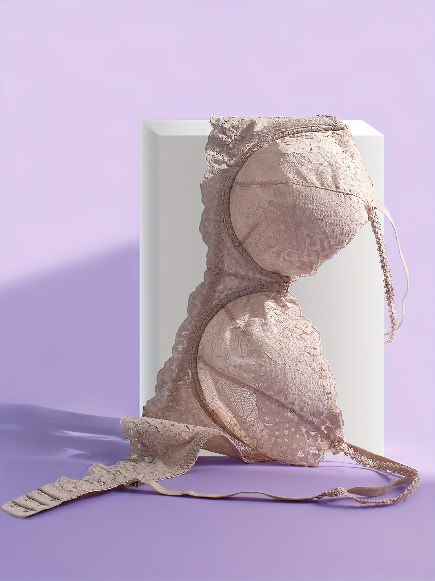  Floral Jacquard Bralette Semi Sheer Stretch Bra