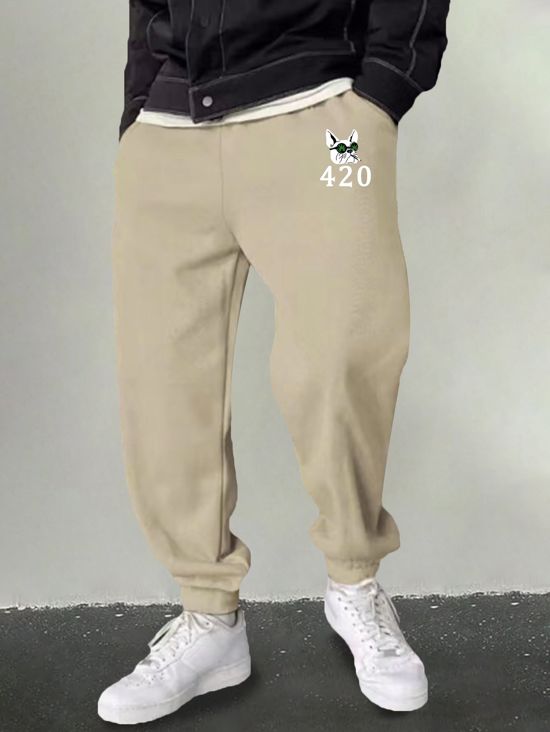 Men's Cartoon Dog Print Joggers Casual Sweatpants