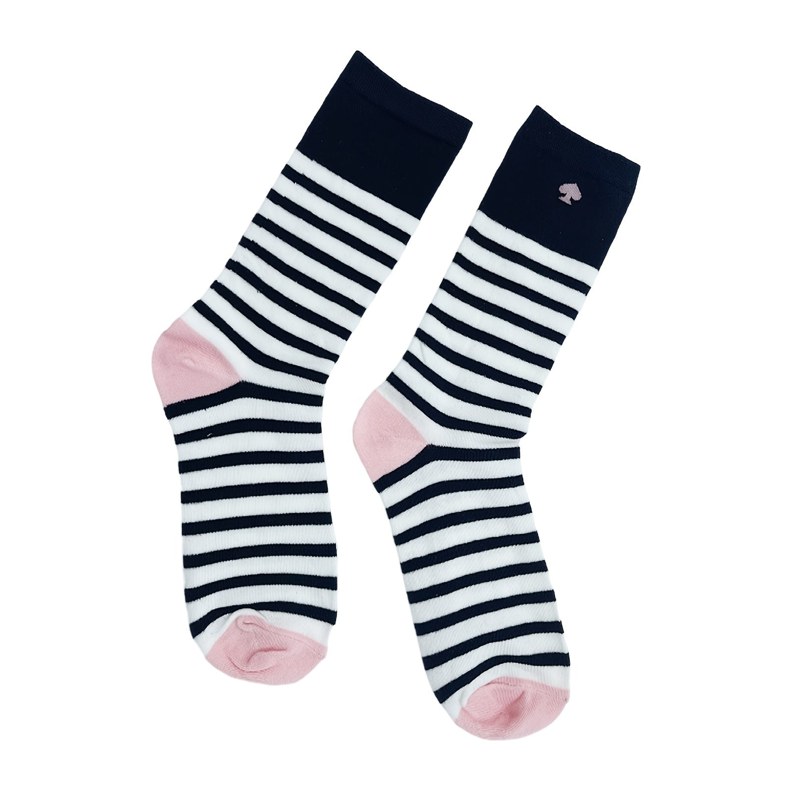 Striped Mid Tube Socks Heart Pattern Stockings