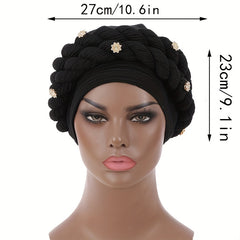 Twisted Braided Turban Cap Pre-tied Crinkle Head Wrap Elastic Ramadan Hijab
