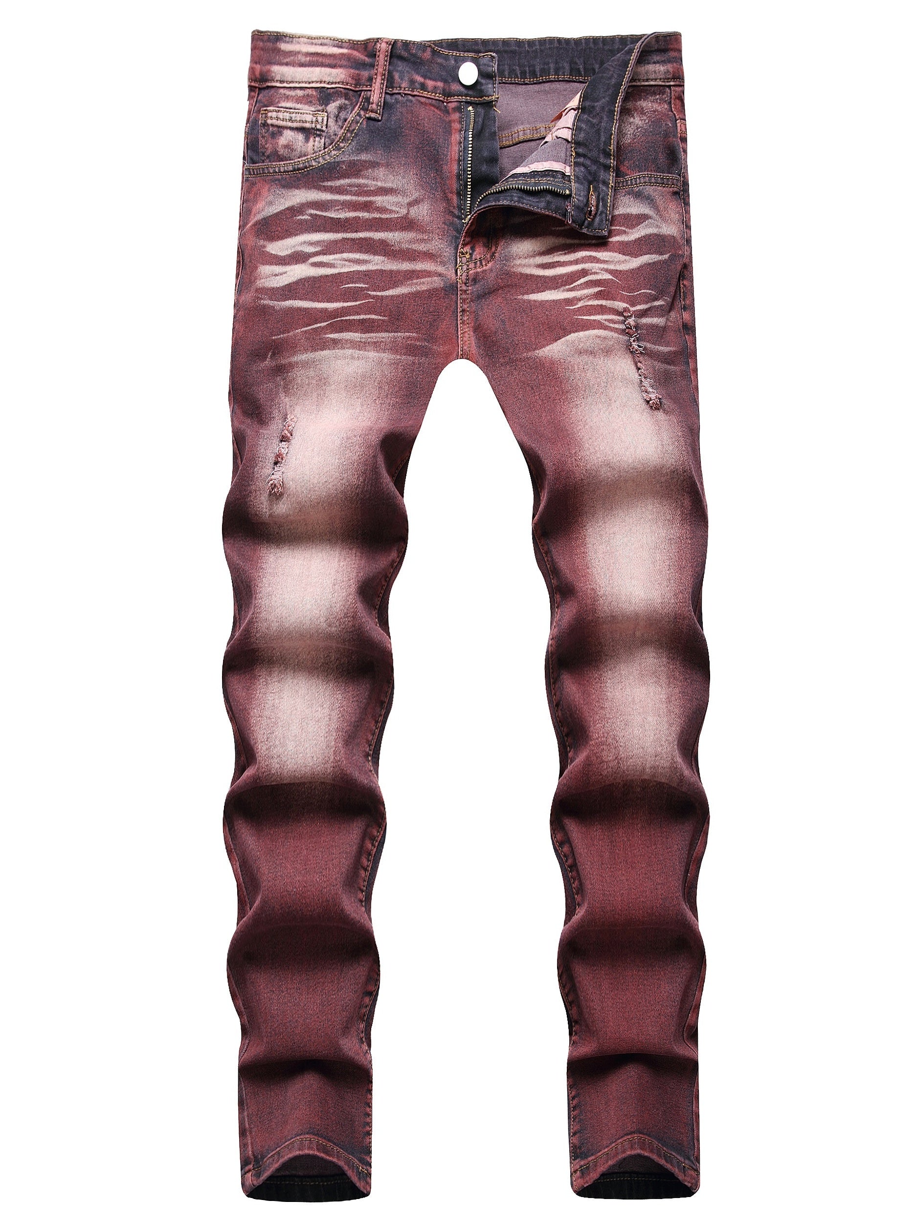 Distressed High Stretch Denim Jeans Men's Casual Slim Fit