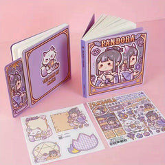 Magical Girl Diary Set Handwritten Notebooks w/ Bookmarks Stickers 160 Pages