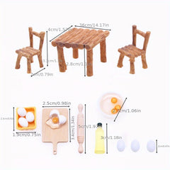 Mini Dollhouse Food Toy Set - Pretend Play Kitchen Accessories