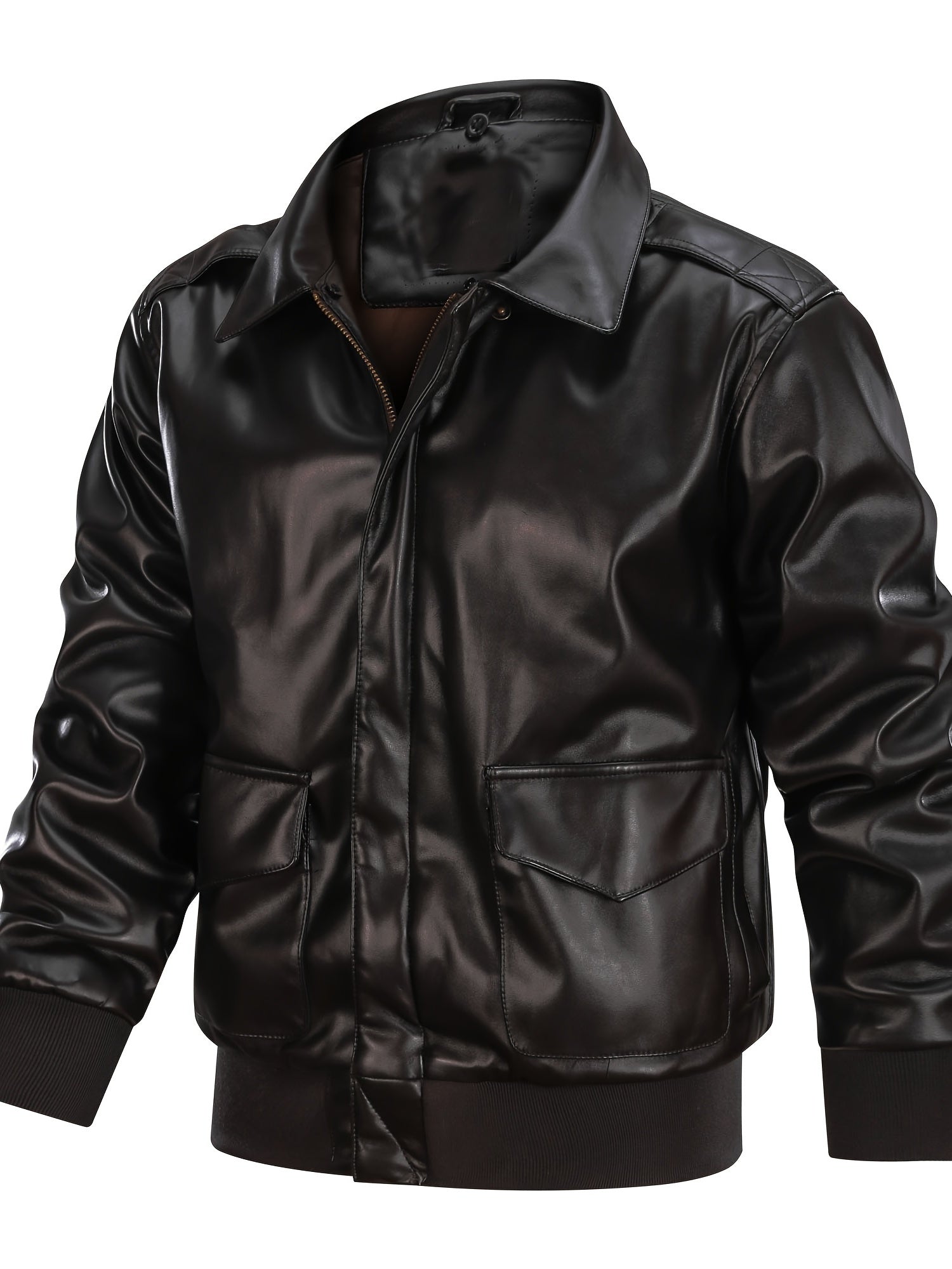 Men's Vintage PU Leather Jacket Warm Winter Motorcycle Coat
