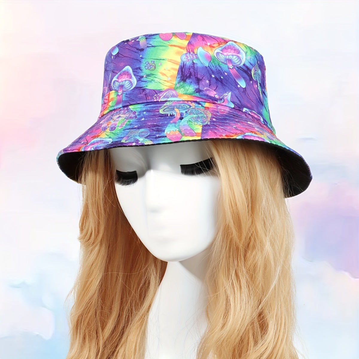 Magic Mushroom Reversible Bucket Hat Hip Hop Printed Basin Hat Sunscreen Fisherm