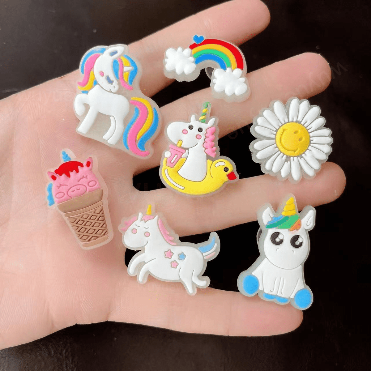 14pcs Rainbow & Unicorn Shoe Charms PVC Anime Sandals Decoration