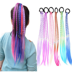 6pcs Colorful Braided Wigs Hair Ties Ponytail Accessories