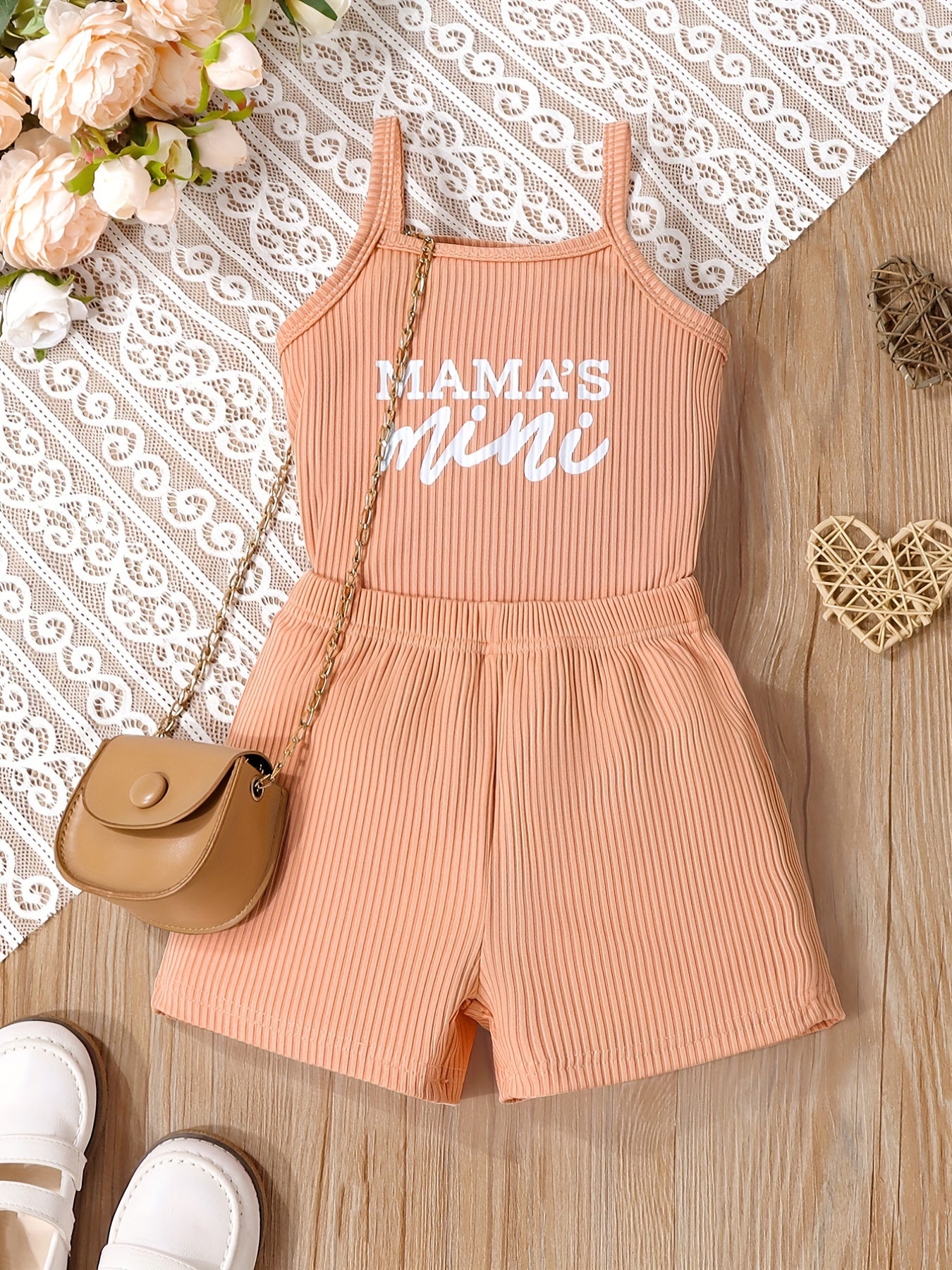 2pcs Toddler Girls MAMA'S MINI Cami Top & Shorts Set