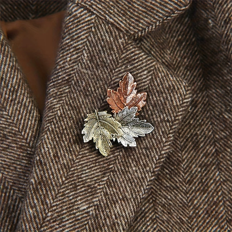 Vintage Maple Leaf Brooch Metal Charm Collar Lapel Pin