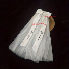 Personalized Bridal Bow Veil with Name Ribbon