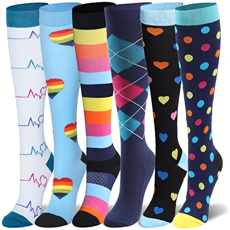 6 Pairs Men's Cartoon Thigh Compression Socks