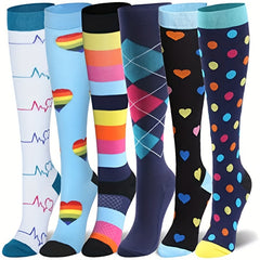 6 Pairs Men's Cartoon Thigh Compression Socks