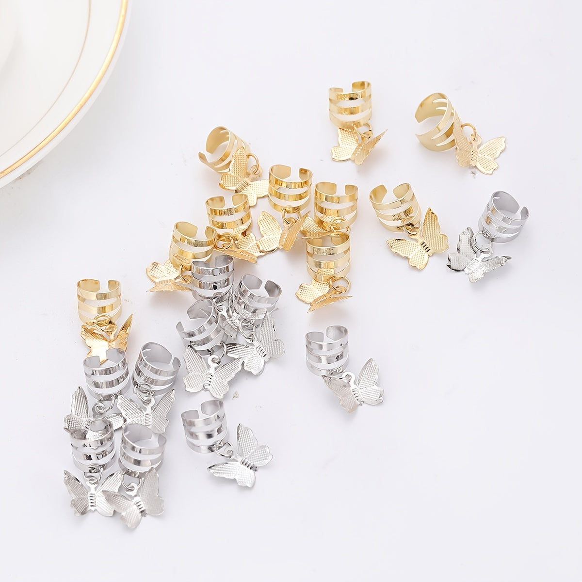 20pcs Hair Beads Spiral Coils Butterfly Dreadlock Braids Rings Clips
