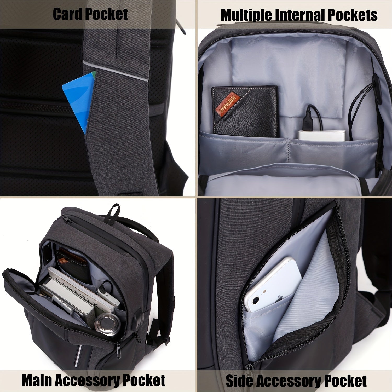 Casual Backpack with USB Charging Port Computer Bag