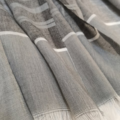 Gray Stripe Print Scarf Plaid Casual Shawl Frayed Edge Windproof Sunscreen
