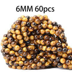 Natural Yellow Tiger's Eye Gemstone Round Beads for Jewelry Making DIY