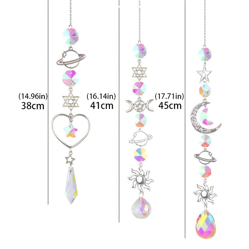 Bird Crystal Pendant Moon Sun Catcher Wind Chime Garden Decor