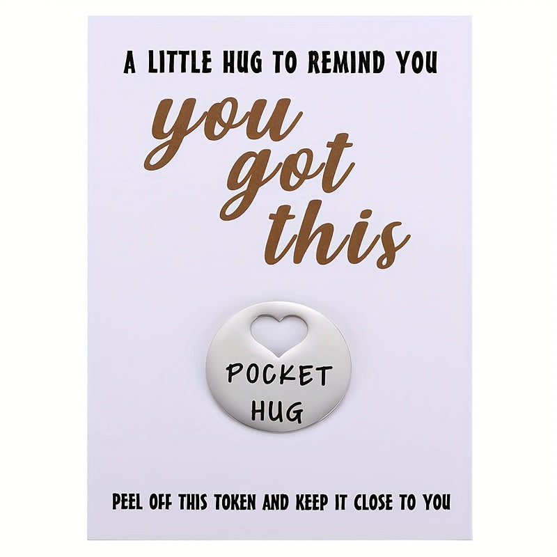 Stainless Steel Little Hug For My Bestie Pocket Token & Greeting Card