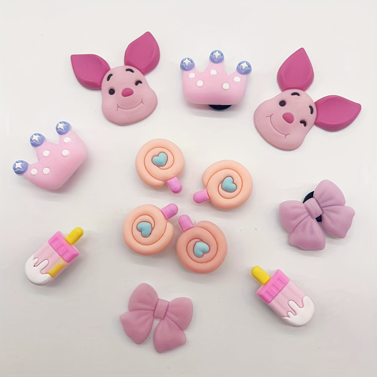 12pcs Pink Piggy Shoe Charm Clogs DIY Decoration Accessories