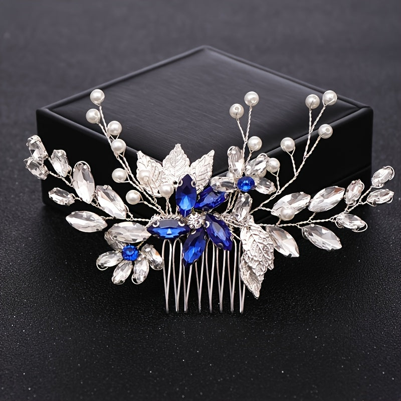 Hair Comb Piece Pearl Crystal Flower Bridal Wedding Hair Accessory