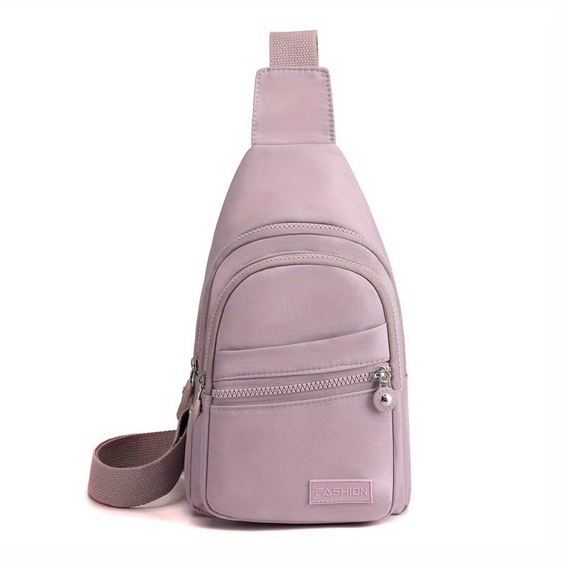 Nylon Single Zipper Chest Bag Casual Sling Bag