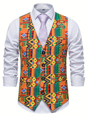 Bohemian Pattern Single Breasted Retro Suit Vest For Men