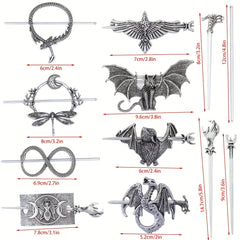 Vintage Witch Pagan Hairpin Dragon Crescent Moon Hairpin Magic Occult Hair Stick