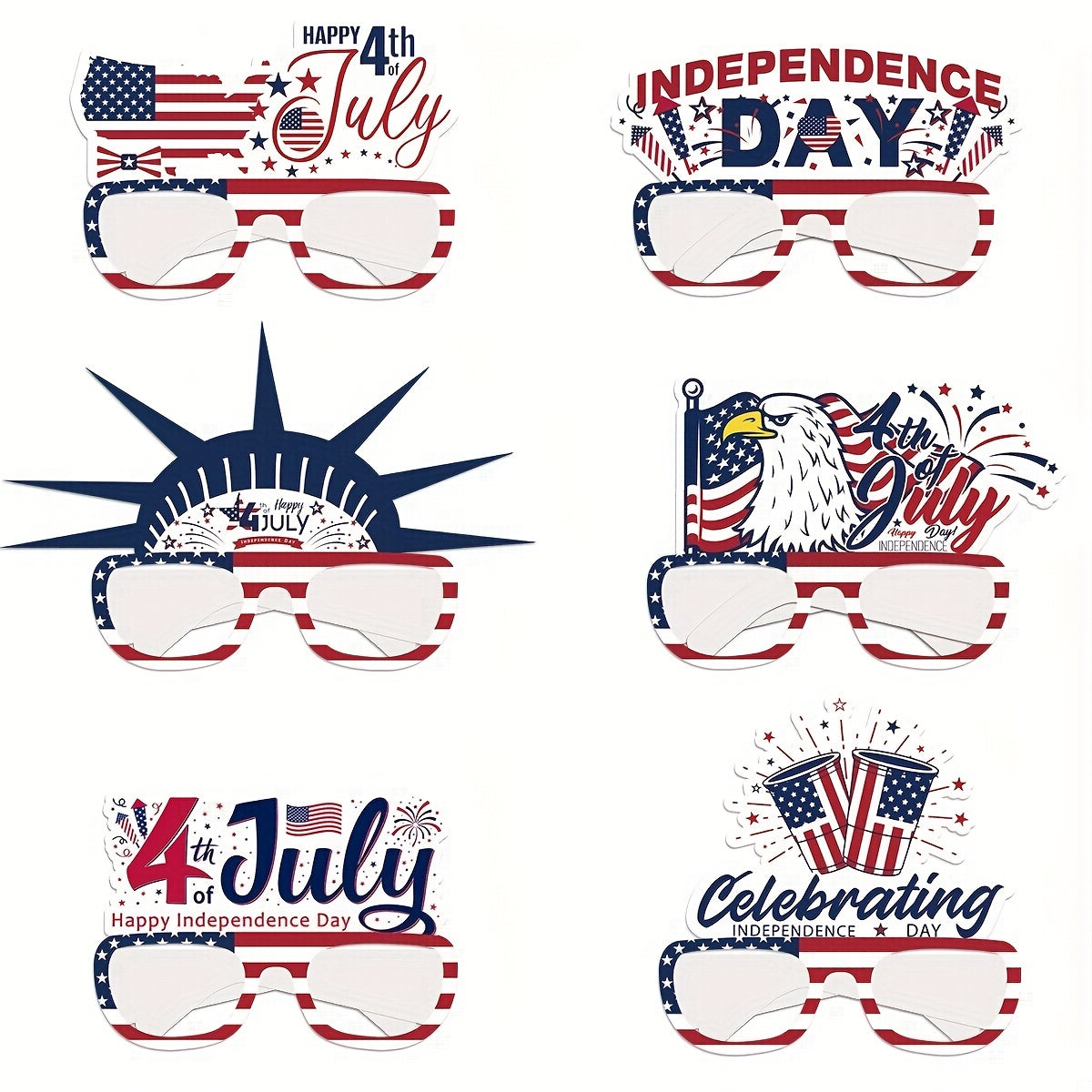 12 Pcs American Independence Patriotic 4th Of July Party Paper Sun Glasses