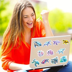50pcs Sea Turtle Stickers Eye Animal Sea Turtle Waterproof Vinyl Stickers