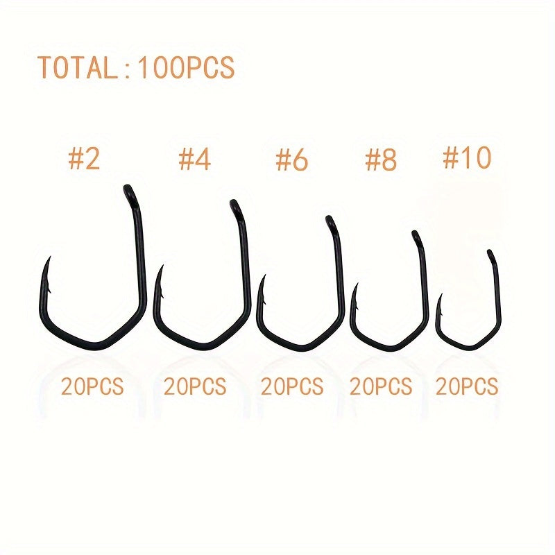 100pcs Carp Fishing Triangle Hooks High Carbon Steel Barbed Hooks