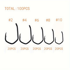 100pcs Carp Fishing Triangle Hooks High Carbon Steel Barbed Hooks
