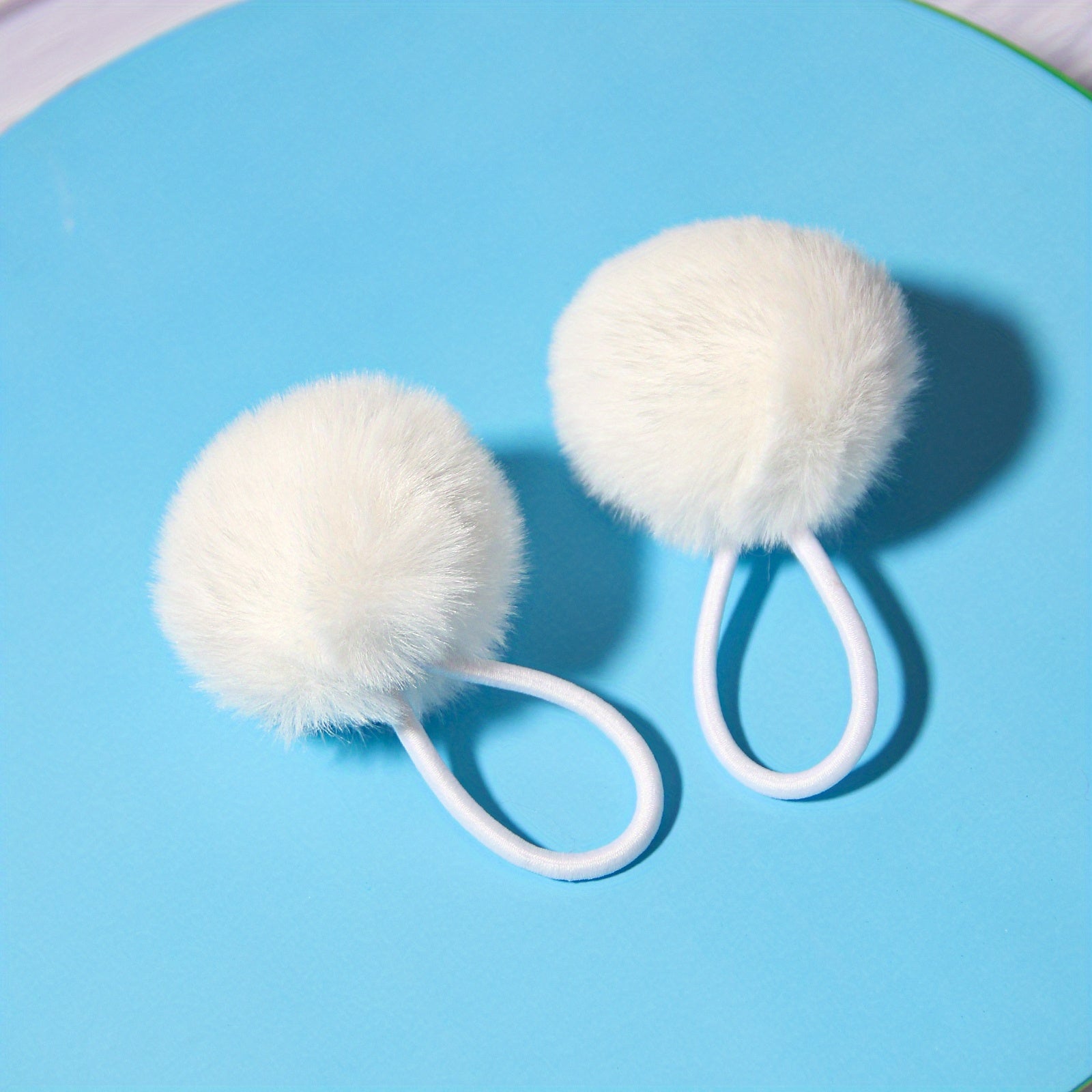 2pcs Set Colored Velvet Ball Hair Tie No Damage To Hair