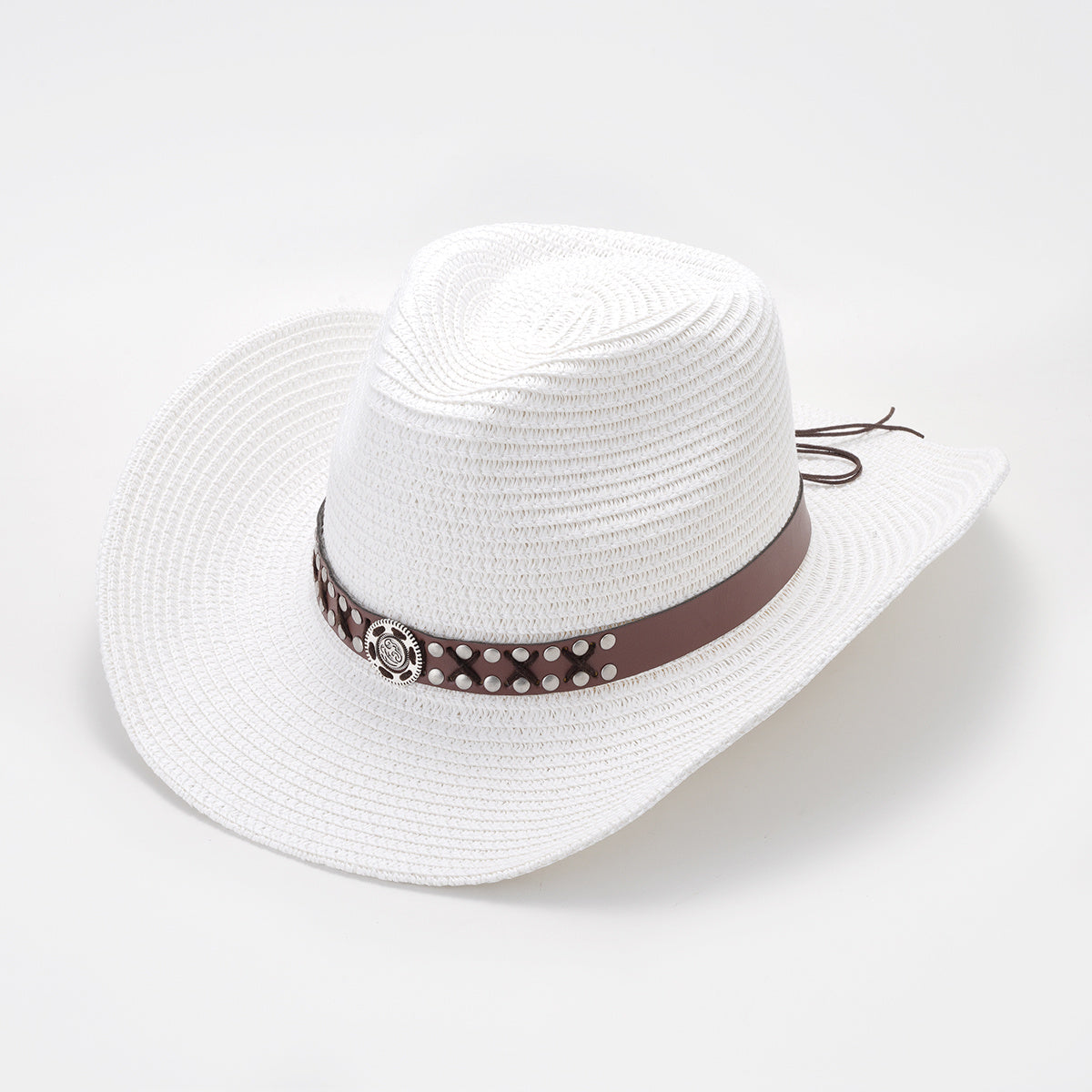 Straw Sun Visor Hat with Belt Decor for Women