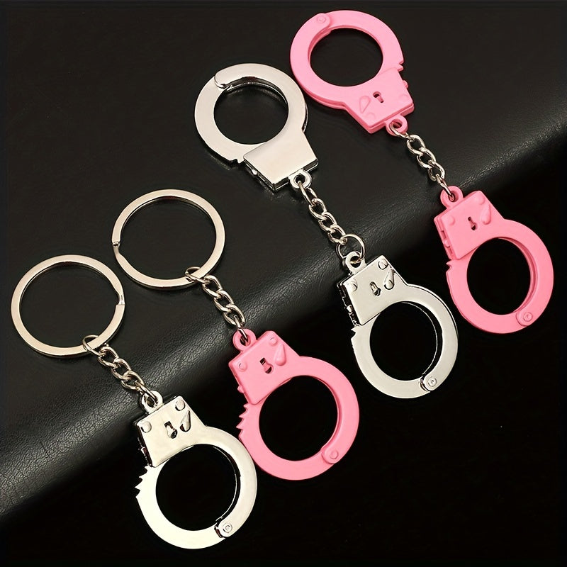 4 Pcs Mini Handcuffs Metal Keychain Novelty Keyring Alloy Keychain Gift