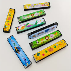 Double Row 16 Holes Harmonica Toy Metal Painted Steel Mouth Organ
