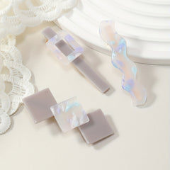 3pcs Holographic Duck Billed Clip Geometric Hair Clip for Women Girls