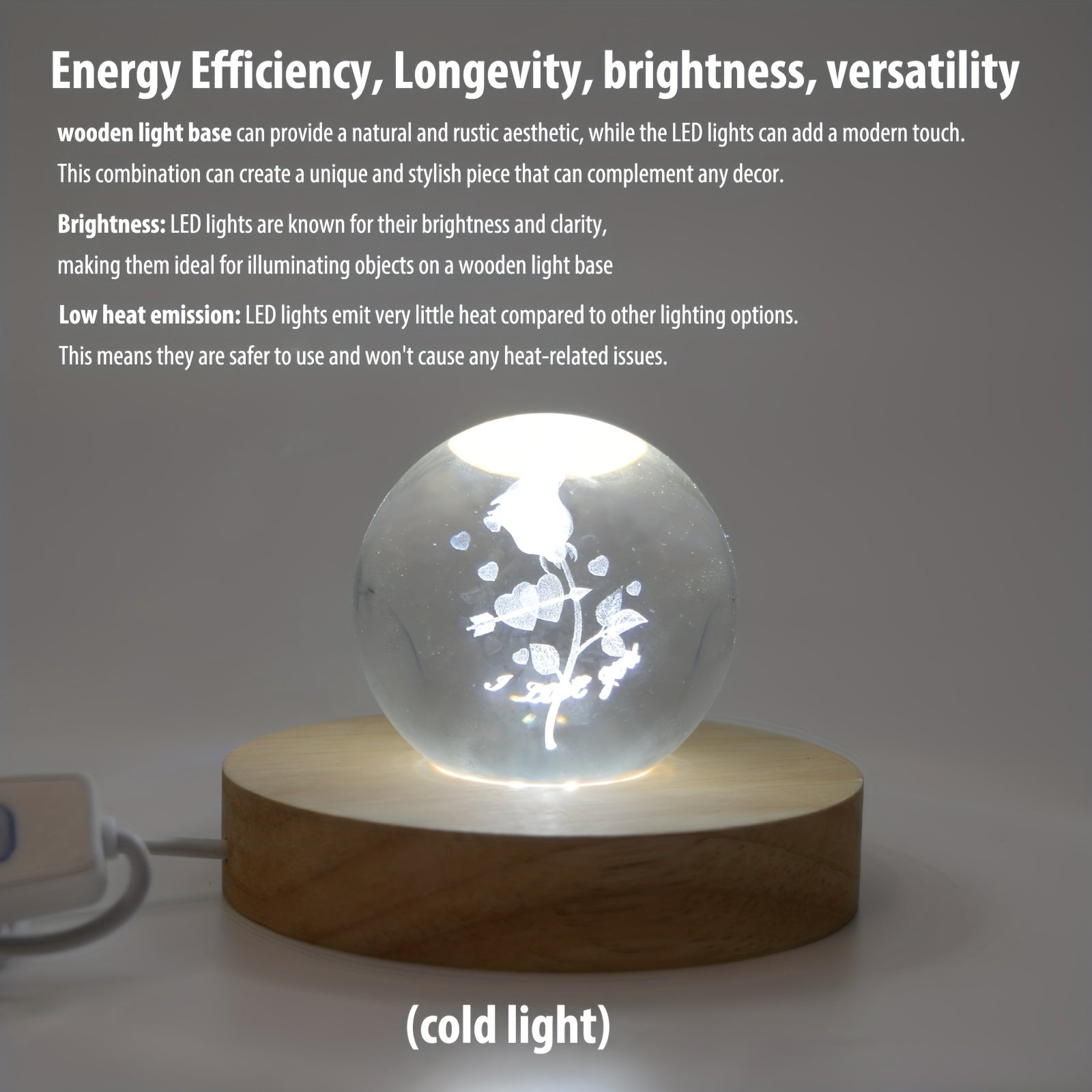 Solid Wood LED Display Base Stand For 3D Crystal Glass Art