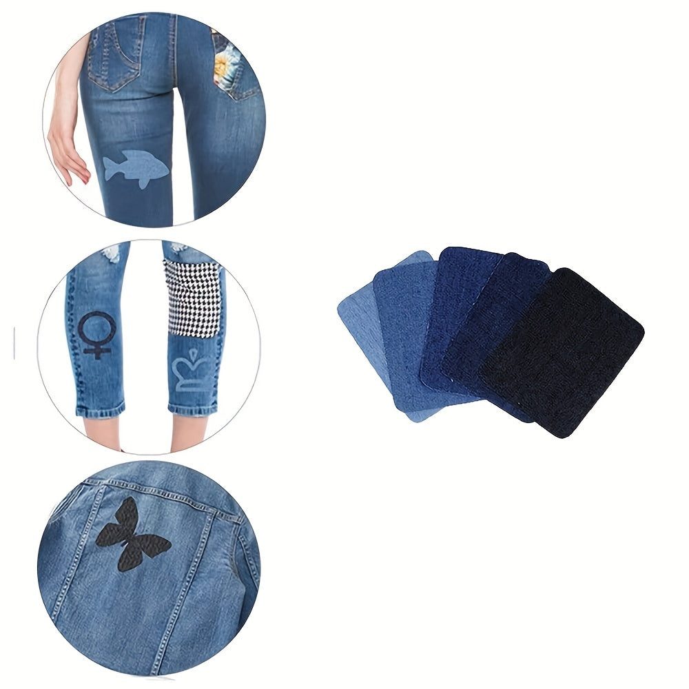 10pcs Iron On Denim Patch Repair And Decorate Jeans And Clothes