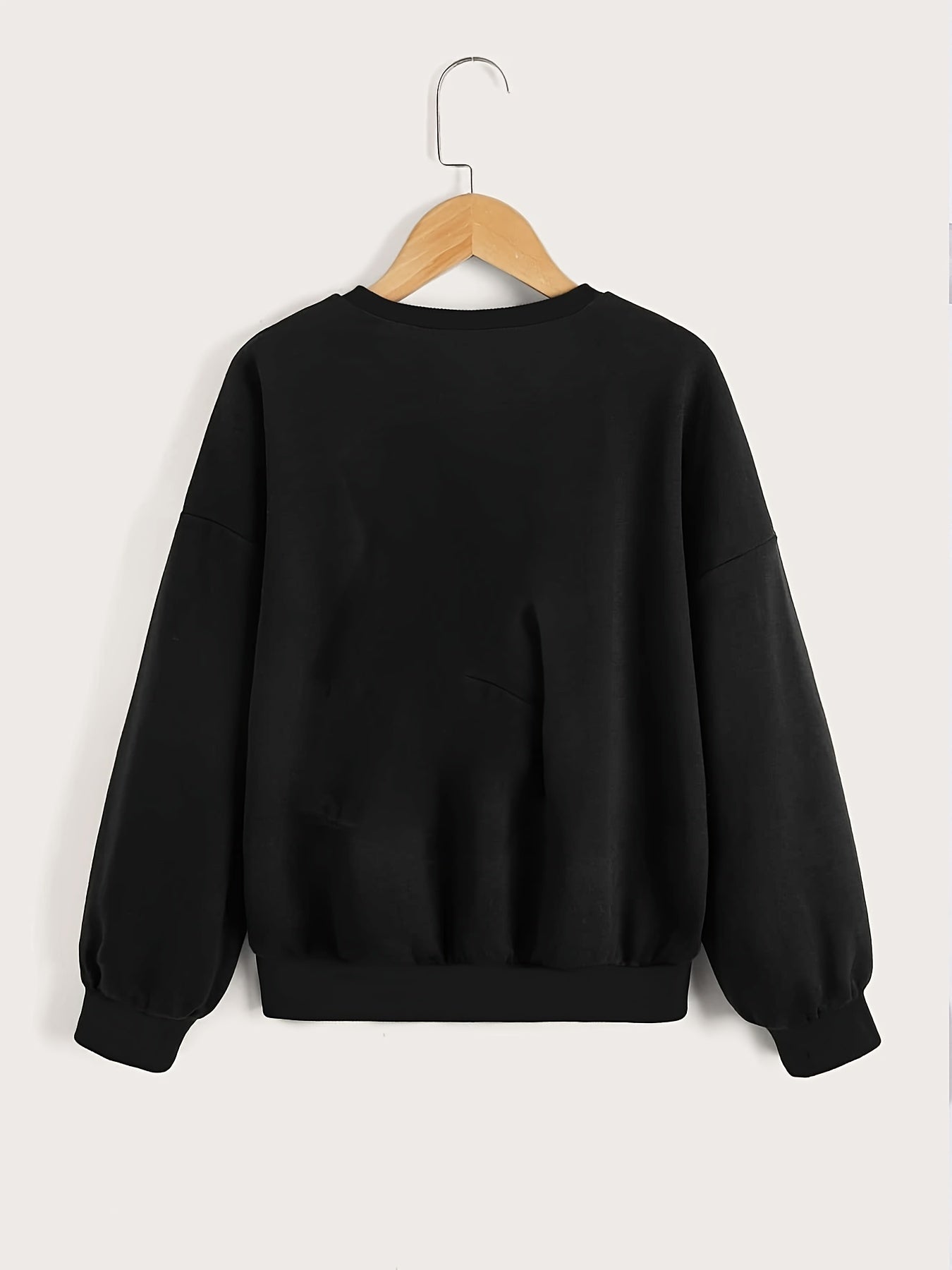 Girls' Smile Letter Print Pullovers Crew Neck Sweatshirt