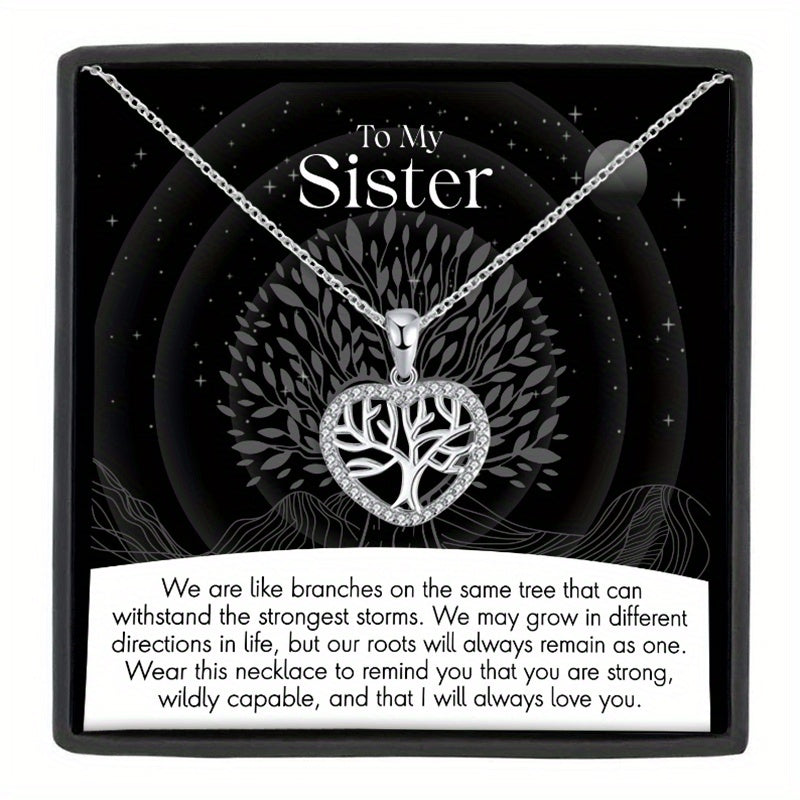 Heart Tree Pendant Necklace With Meaningful Message Card